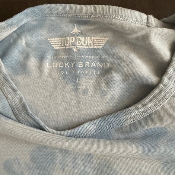 Top Gun Tie-Dye T-Shirt By Lucky Brand Light Blue L Cotton Blend Mens - Picture 2 of 4